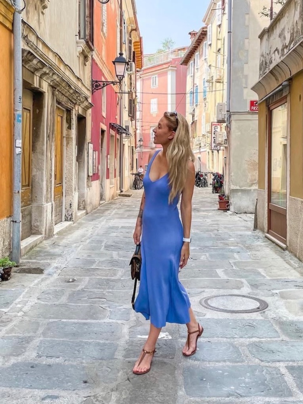 Zara blue knitted stretchy dress